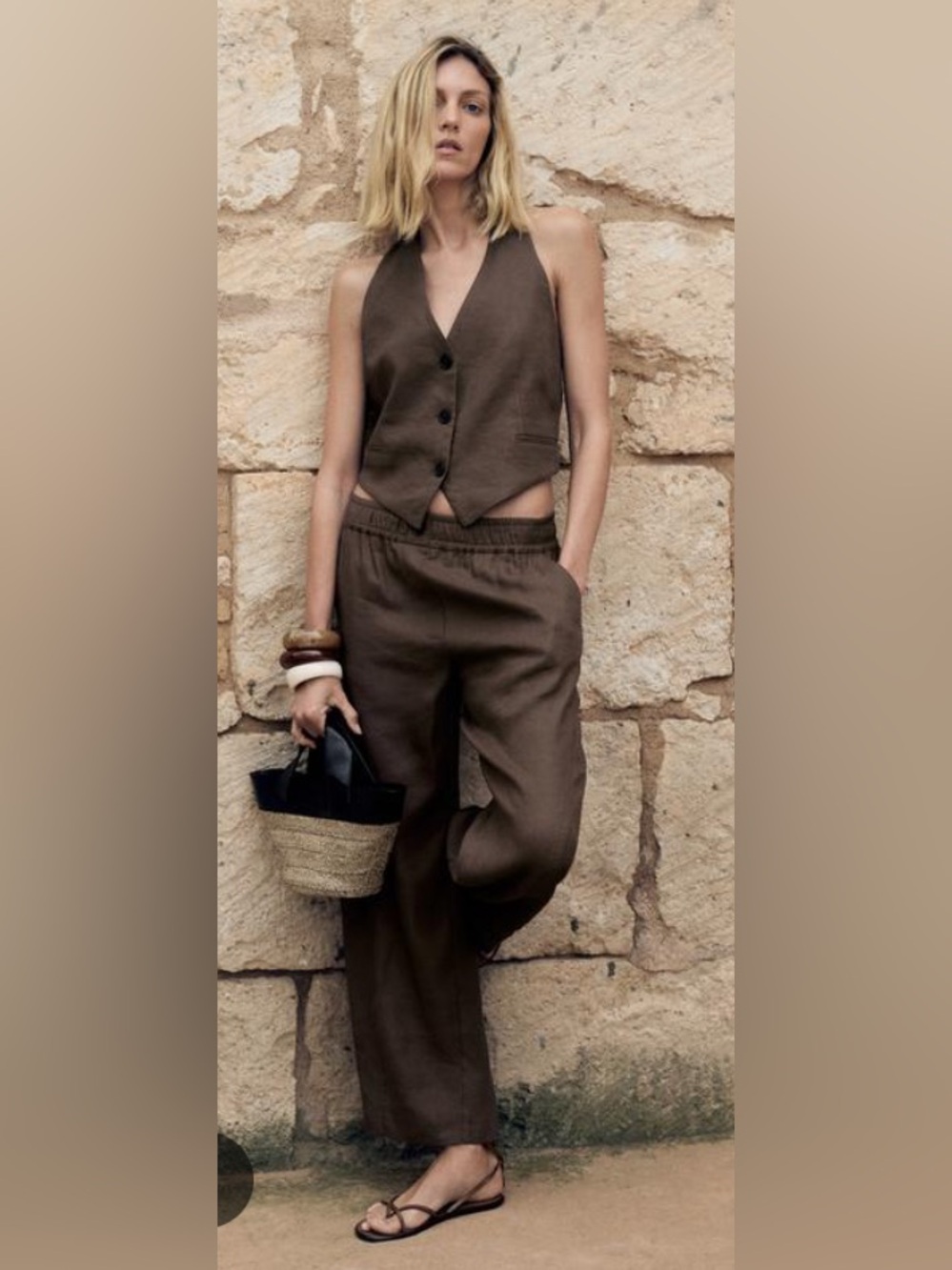 Zara Brown Halter Waist Coat Vest